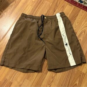 Nat Nast Tan brown swim trunks with liner size medium